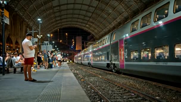 Ницца Франция Сентября 2023 Года Вид Железнодорожный Вокзал Ницца Виль — стоковое видео