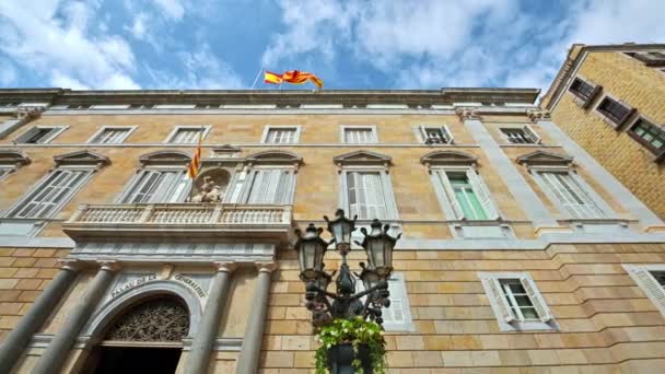 Spanya Daki Palau Generalitat Catalunya Cephesine Yakından Bakın — Stok video