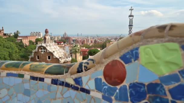 Barselona Spanya Ekim 2023 Park Guell Antoni Gaudi Mimarisi Yürüyen — Stok video