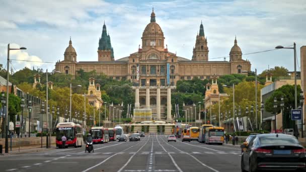 Barcelona Espanha Outubro 2023 Museu Nacional Arte Catalunha Uma Colina — Vídeo de Stock