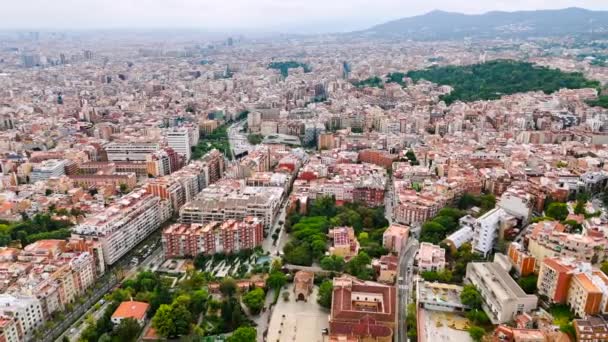 Vista Aérea Drone Barcelona Espanha Centro Cidade Com Bairro Residencial — Vídeo de Stock