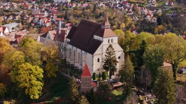 Letecký Bezpilotní Pohled Sighisoara Podzimní Sezóně Rumunsko — Stock video