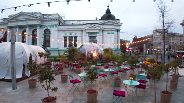 Chisinau Moldávia Novembro 2023 Café Bonjour Praça Mihai Eminescu — Vídeo de Stock