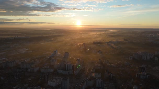 Chisinau Cidade Nascer Sol Com Raios Sol Moldávia — Vídeo de Stock