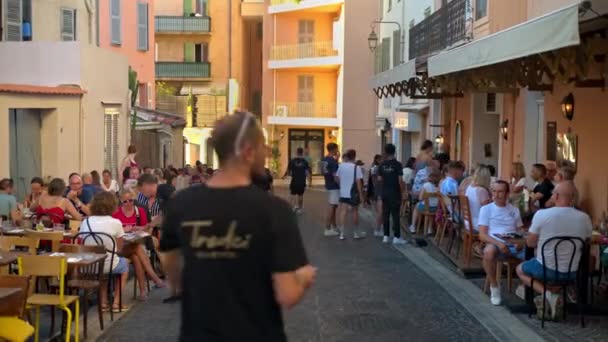 Cannes France Eylül 2023 Insanlar Şehir Dışındaki Bir Kafede Öğle — Stok video
