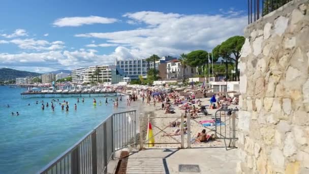 Juan Les Pins Francia Settembre 2023 Gente Che Gode Spiaggia — Video Stock