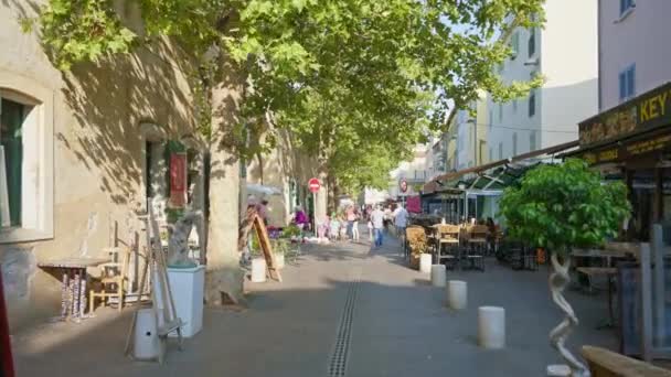 Antibes Frankrijk September 2023 Mensen Lopen Boulevard Aguillon Belangrijkste Straten — Stockvideo