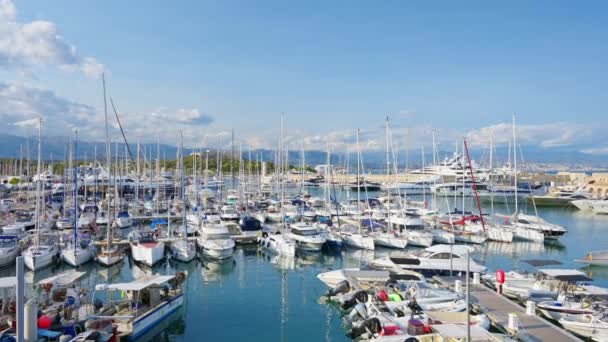 Antibes Francia Settembre 2023 Veduta Aerea Yacht Lusso Attraccati Port — Video Stock