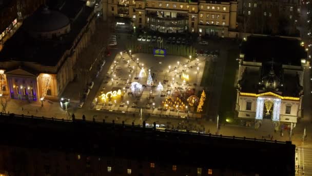 Вид Повітря Площу Міхаеля Емінеску Різдвяними Прикрасами Кишинів Молдова — стокове відео