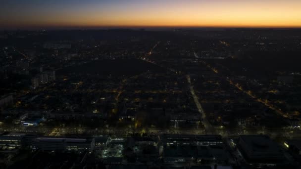 Hiperlapso Drones Aéreos Cidade Chisinau Noite Moldávia — Vídeo de Stock
