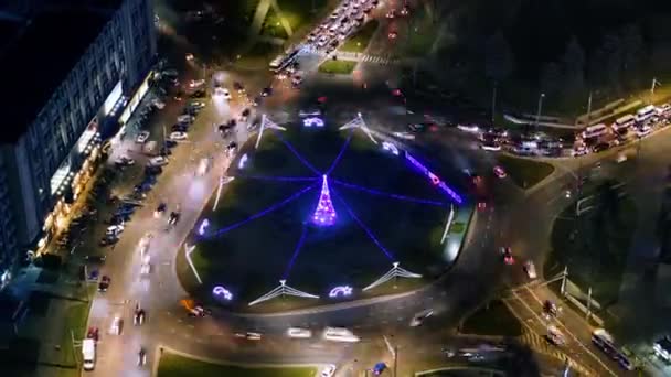Luftaufnahme Der Stadt Chisinau Mit Fliegendem Verkehr Zeitraffer Weihnachtsdekoration Moldawien — Stockvideo
