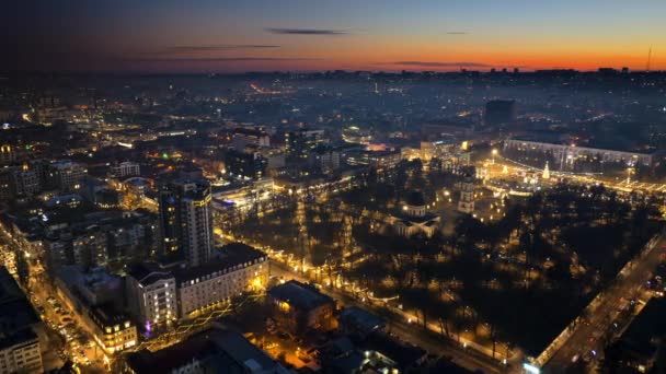 Luchtfoto Hyperlapse Timelapse Uitzicht Het Centrum Van Chisinau Met Kerst — Stockvideo