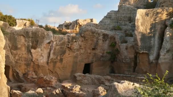 Hrobky Králů Slunečního Svitu Paphosu Kypr — Stock video