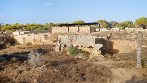 Гробниці Королів Сонячному Світлі Пафосі Кіпр — стокове відео