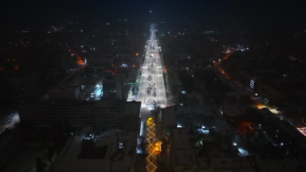 Vista Aérea Del Avión Tripulado Ciudad Chisinau Cubierta Nieve Por — Vídeos de Stock