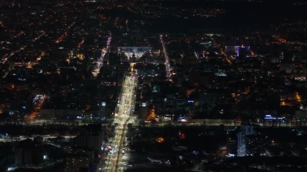 Letecký Výhled Město Kišiněva Noci Pokrytý Sněhem Modrá Hodina Moldavsko — Stock video