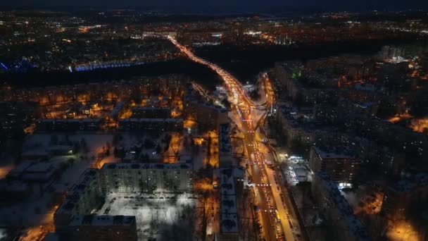 Vista Aérea Del Avión Tripulado Ciudad Chisinau Cubierta Nieve Con — Vídeos de Stock