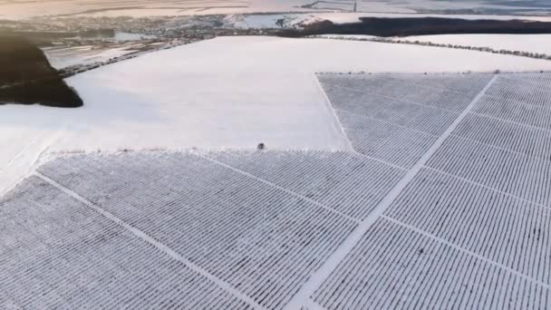 Eski Orhei Nin Güneş Doğarken Karla Kaplı Hava Aracı Görüntüsü — Stok video