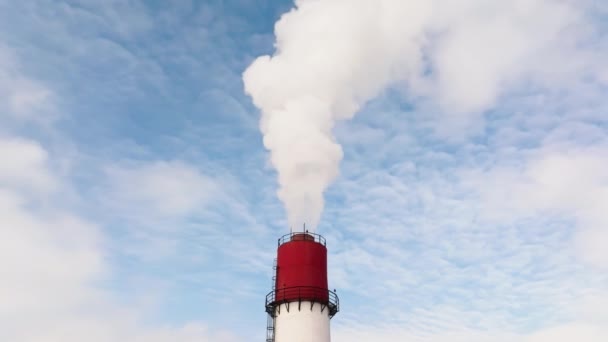Luftaufnahme Eines Funktionierenden Wärmekraftwerks Dampf Und Rauch Aus Pfeifen — Stockvideo