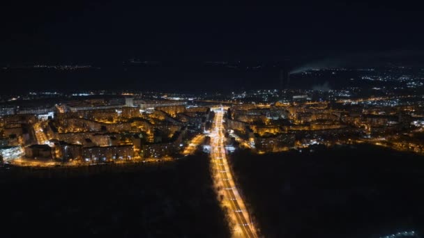 Εναέρια Drone Hyperlapse Timelapse Της Πόλης Chisinau Καλύπτονται Χιόνι Νύχτα — Αρχείο Βίντεο