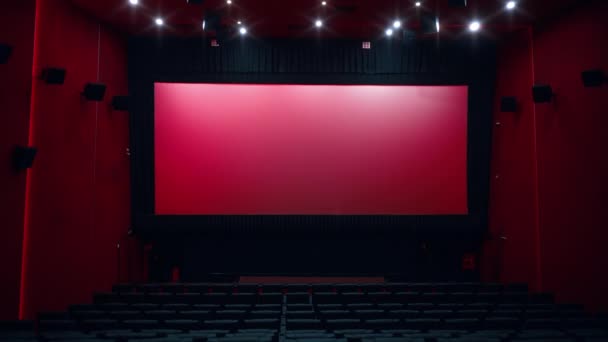 Grande Auditório Cinema Vazio Com Iluminação Tela Branco — Vídeo de Stock