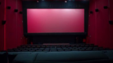Kadın büyük boş bir sinema salonunda yerini alıyor. Işıklı ve boş ekranlı.