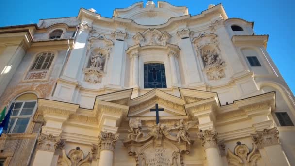 Santa Maria Maddalena Iglesia Católica Luz Del Sol Roma Italia — Vídeo de stock