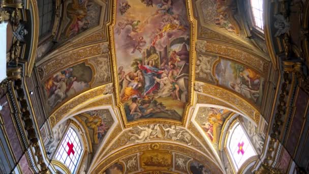 Roma Italia Febrero 2024 Maravilloso Interior Iglesia Santa Maria Maddalena — Vídeos de Stock