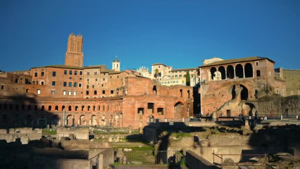 ローマの日没のローマフォーラムの遺跡 イタリア — ストック動画