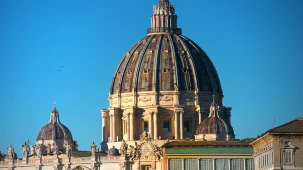 Widok Lotu Ptaka Watykan Bazylika Piotra Zachodzie Słońca Rzymie Włochy — Wideo stockowe