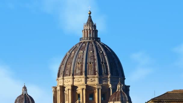 Cúpula Basílica São Pedro Pôr Sol Zoom Efeito Roma Itália — Vídeo de Stock