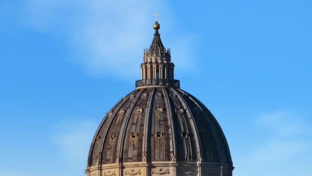 Kopuła Bazyliki Piotra Zachodzie Słońca Rzymie Włochy — Wideo stockowe