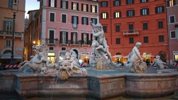 Roma Italia Febrero 2024 Fuente Neptuno Encuentra Extremo Norte Plaza — Vídeos de Stock