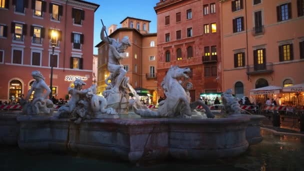 Rome Italie Février 2024 Fontaine Neptune Située Extrémité Nord Place — Video