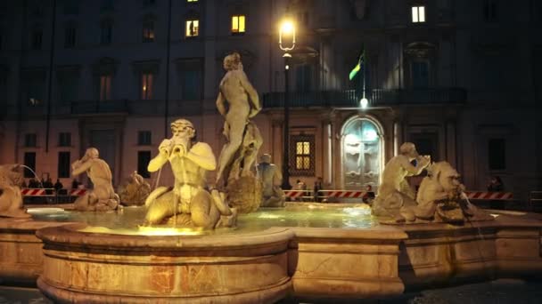 Roma Febbraio 2024 Fontana Del Moro Situata Piazza Navona Piazza — Video Stock