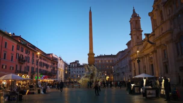 Roma Italia Febrero 2024 Fuente Los Cuatro Ríos Situada Plaza — Vídeos de Stock