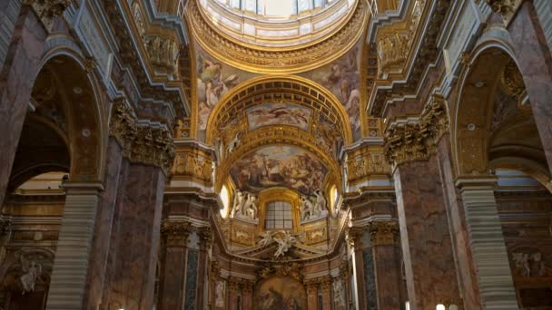 Рим Италия Февраля 2024 Года Чудесный Интерьер Церкви Санта Мария — стоковое видео
