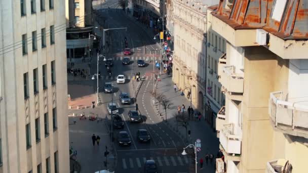 Бухарест Румунія Березня 2024 Вид Повітряного Безпілотника Дорогу Центрі Міста — стокове відео