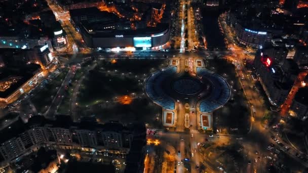 Bukurešť Rumunsko Března 2024 Letecký Pohled Křižovatku Kruhového Objezdu Centru — Stock video