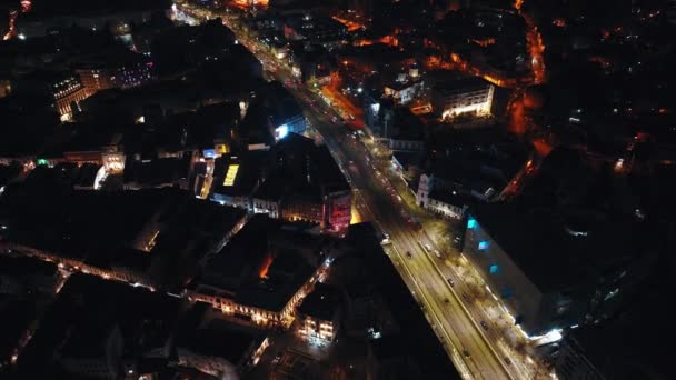 Бухарест Румунія Березня 2024 Вид Повітряного Безпілотника Освітлений Міський Пейзаж — стокове відео