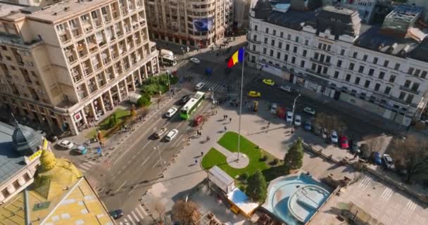 București România Martie 2024 Vedere Dronă Aeriană Unei Intersecții Centrul — Videoclip de stoc