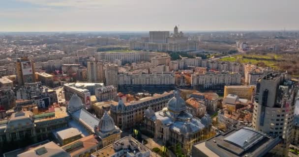 Bucharest Romania March 2024 Aerial Drone View Palace Parliament City — Stock Video