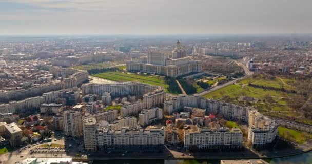 Boekarest Roemenië Maart 2024 Luchtfoto Van Paleis Van Het Parlement — Stockvideo