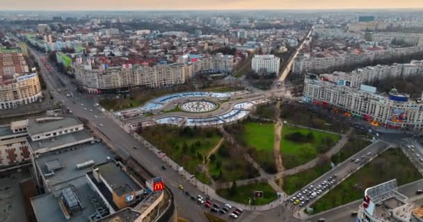 Bucarest Rumania Marzo 2024 Vista Aérea Del Centro Ciudad Atardecer — Vídeos de Stock