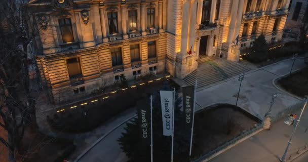 Bucarest Roumanie Mars 2024 Vue Aérienne Par Drone Palais Illuminé — Video