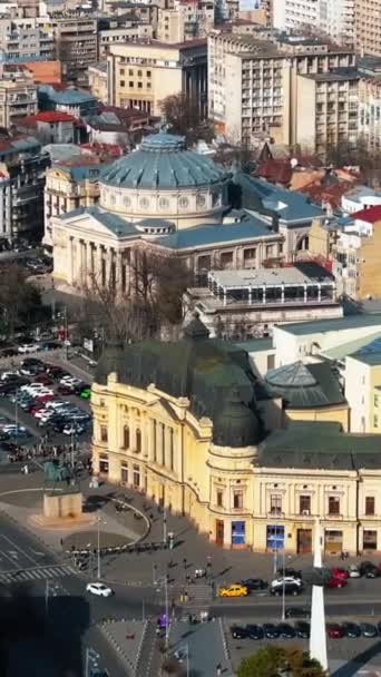 Bucharest Romania March 2024 Vertical Aerial Drone View Carol University — Stock Video