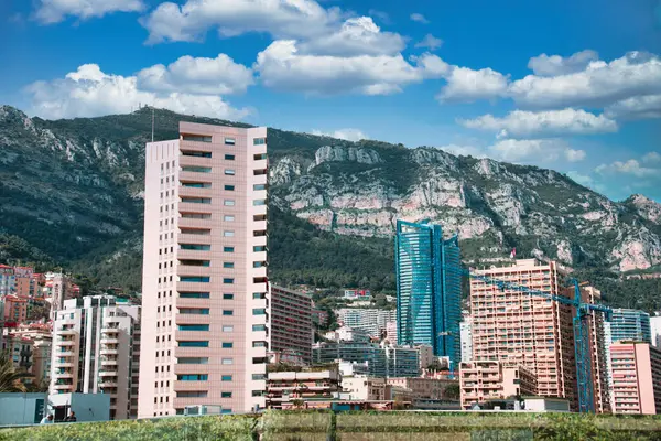 Vista Edifícios Cidade Frente Monte Angel Monte Carlo Mônaco Imagens Royalty-Free