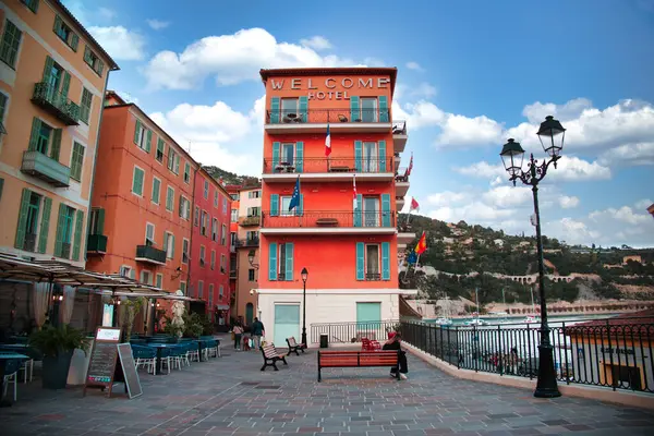 Villefranche Sur Mer France March 2024 Welcome Hotel Seaside Town Stock Photo