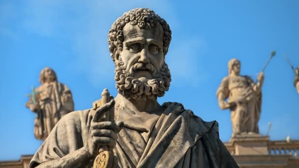 Rome Italië Februari 2024 Het Standbeeld Van Sint Pieter Sint — Stockvideo