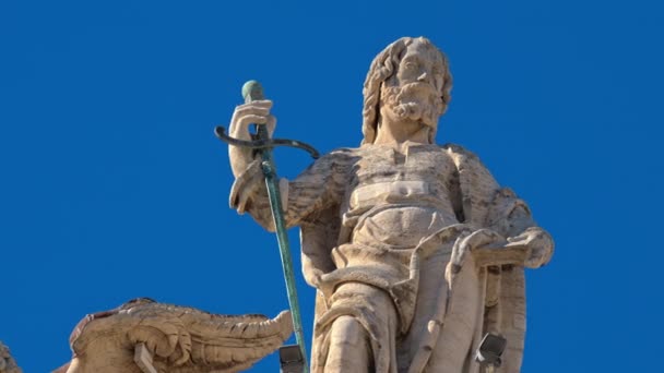 Statues Facade Peter Basilica Blue Sky Background Peter Square Vatican — Stock Video